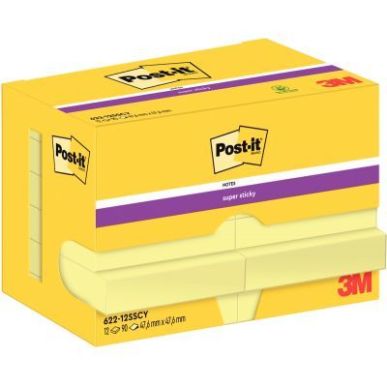 Achetez POST-IT Lot de 12 blocs repositionnables Super Sticky 90 feuilles Jaune 4,76 X 4,76 mm pas c..