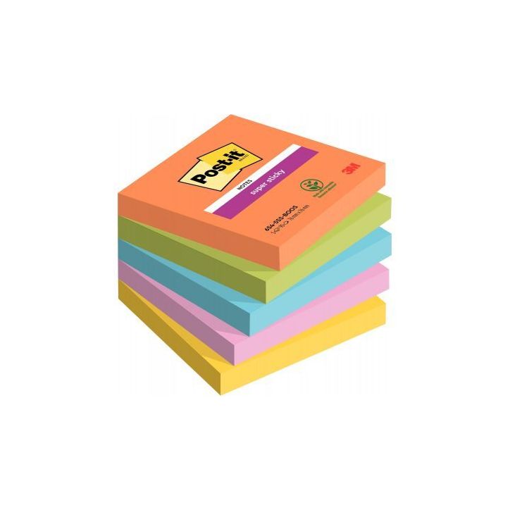 Paquet de 5 blocs de 90 feuilles Super Sticky post-it, 76 x 76 mm collection boost BP1231 POST-IT 3M