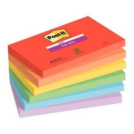 Achetez Paquet de 6 blocs notes super sticky post-it  90 feuilles 76x127 collection playful BP1241 P..