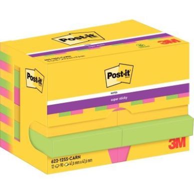Achetez POST-IT Lot de 12 blocs Super Sticky Rio 90 feuilles 47,6x47,6mm, coloris Jaune néon, Vert ..