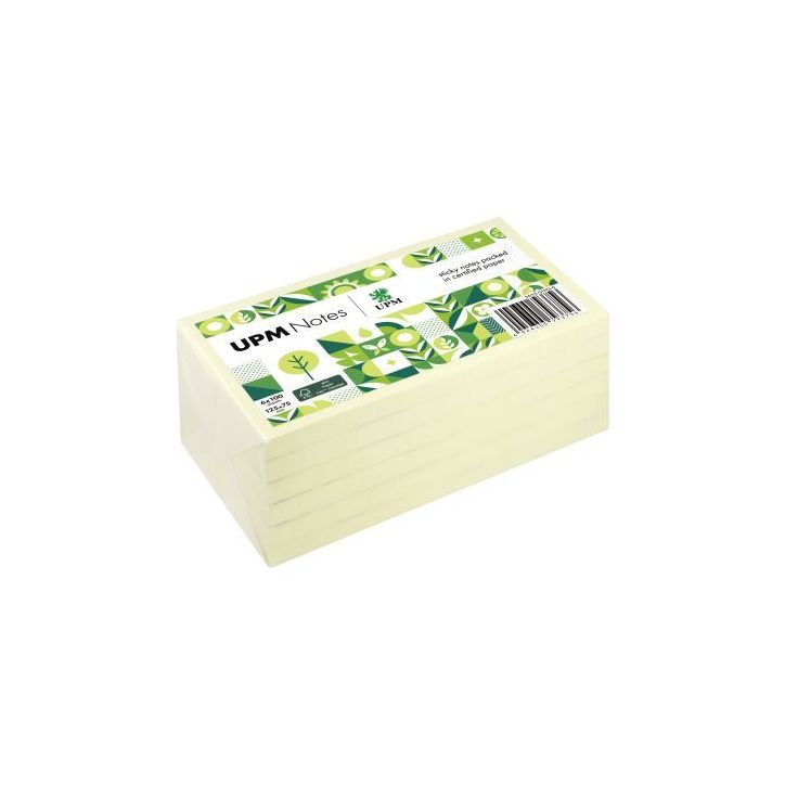 Lot de 6 blocs repositionnables 75x125mm. Coloris jaune 5655-01PG-6