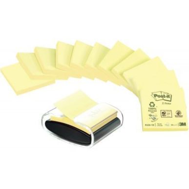 Achetez Lot de 12 blocs Z-notes recyclées avec un dévidoir millénium noir offert BP284 POST-IT 3M..