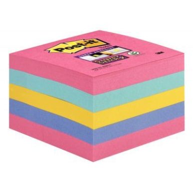 Achetez Cube de 440 feuilles de notes post-it super sticky 76 x 76 mm couleurs : rose, bleu océan, ..