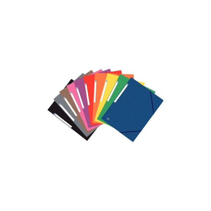 Carton de 50 chemises 3 rabats à élastiques TOP FILE+ en carte lustrée 4/10e 390g, coloris assortis 4001143(...)