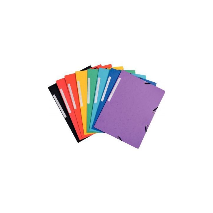 Lot de 7+3 chemises 3 rabats à élastiques en carte recyclée, coloris assortis 55000SE EXACOMPTA