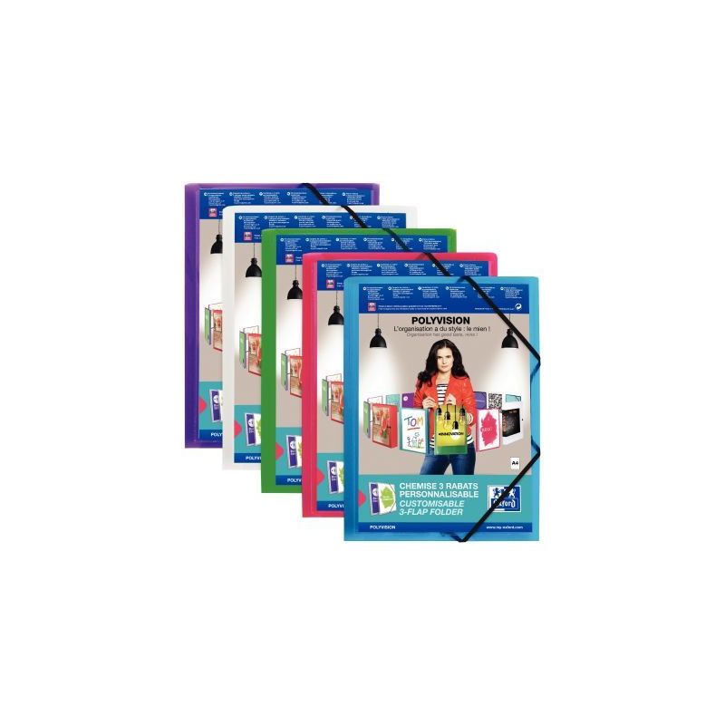 Achetez Carton de 20 chemises personnalisables 3 rabats à élastiques format 24x32 cm couleurs asso..