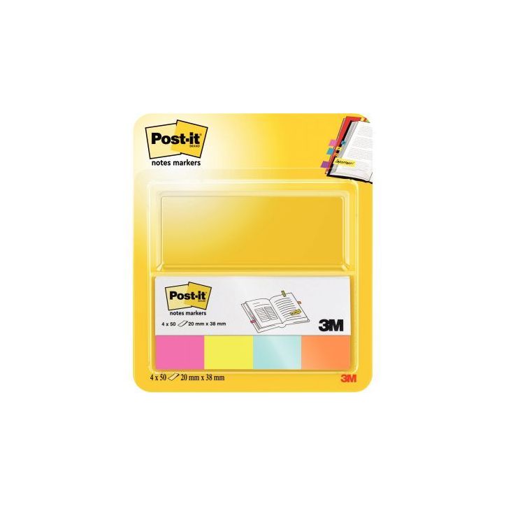 Etui de 4 distributeurs de 50 marque-pages notes markers post-it, collection pop BP1267 3M