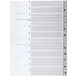 Achetez PERGAMY Jeu 12 intercalaires numériques 1-12 polypropylène format A4. Coloris Blanc pas ch..