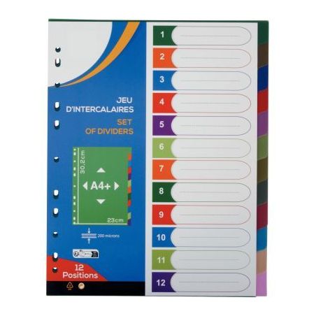 Achetez Jeu de 12 intercalaires en polypropylène COLOR FRESH, format A4+ 2010028 COLOR FRES pas che..