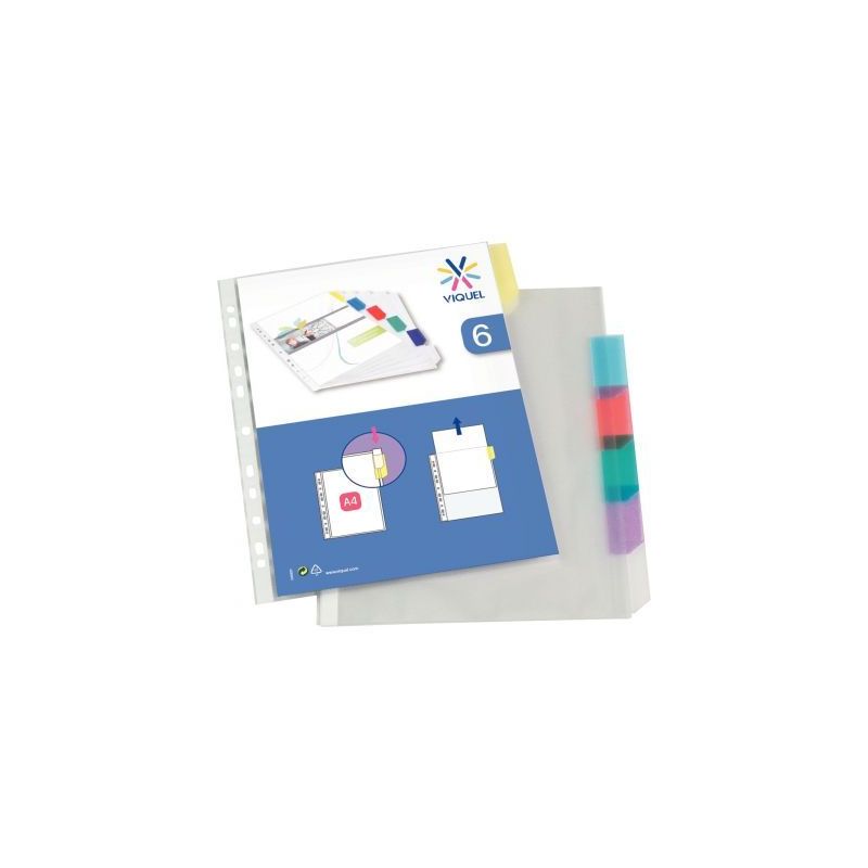 Achetez Jeu de 6 intercalaires 21x29,7cm polypropylène onglet couleur 154116-04 VIQUEL pas cher sur..