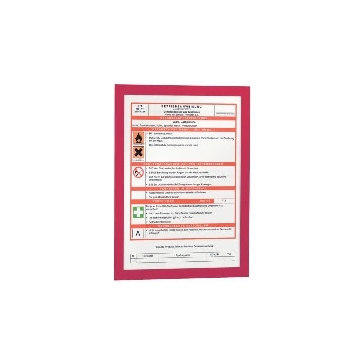 Sac de 2 cadres d'affichage A4 adhésif repositionnable avec contour magnétique rouge 4872-03 DURABLE