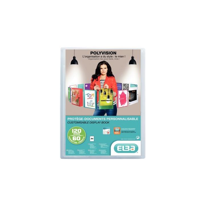 Protège-documents personnalisable 60 pochettes 120 vues pour format A4 21x29,7 cm incolore 100205903 HAMELIN