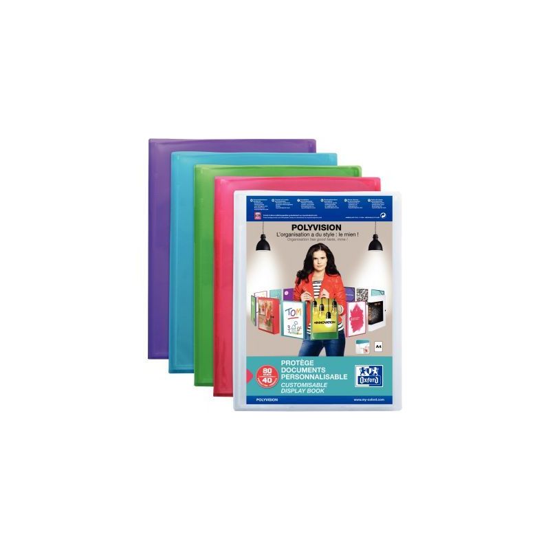 Achetez OXFORD Protège documents personnalisable POLYVISION 40 vues, 20 pochettes. En polypropylèn..
