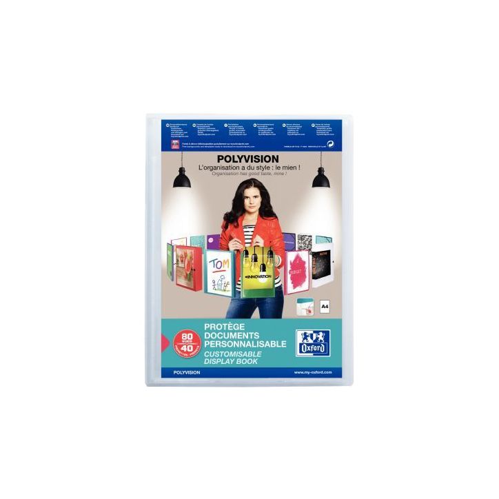Protège-documents personnalisable 40 pochettes 80 vues pour format A4 21x29,7 cm incolore 100206232 HAMELIN