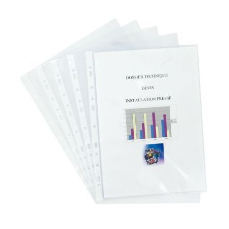 Achetez PERGAMY Boîte 100 pochettes perforées polypropylène lisse 12/100ème format A4. Coloris i..