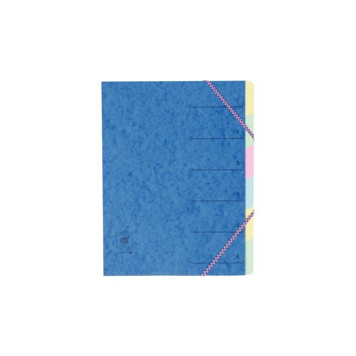 Trieur en carte lustrée 5/10ème fermeture par élastiques 6 compartiments T6705 COUTAL