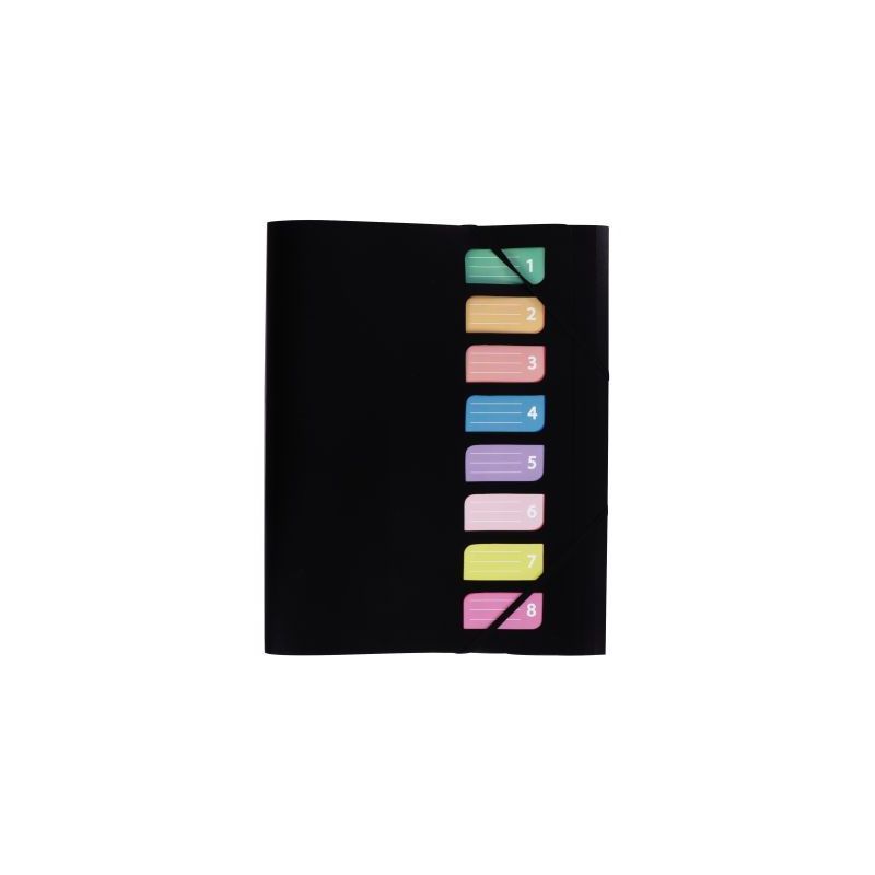 Achetez Trieur en polypropylène avec 3 rabats et élastiques 8 compartiments coloris noir 1310410 p..
