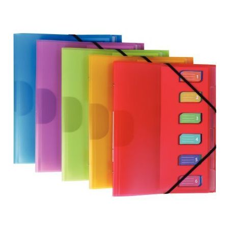 Achetez Trieur en polypropylène Color Fresh 6 compartiments, 3 rabats + élastiques 1310404 pas che..