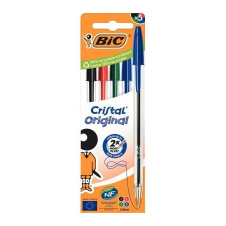 Achetez Blister de 5 stylos bille Cristal assortis 516346 CRISTAL BIC pas cher sur Ma Rentrée Scola..
