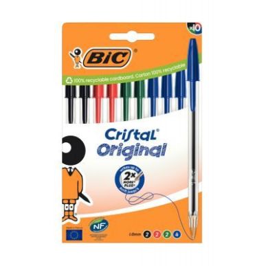 Achetez Boîte de 10 stylos bille Cristal pointe moyenne assortis 516354 CRISTAL BIC pas cher sur Ma..