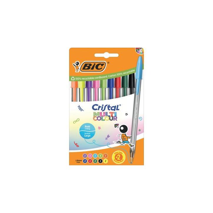 Pochette de 10 stylos bille Multicolour assortis 524180 CRISTAL BIC