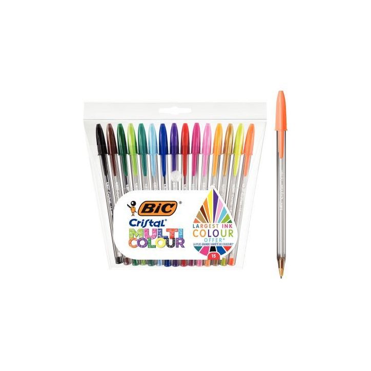 Etui de 15 stylos Bic cristal multicolour 964899 BIC