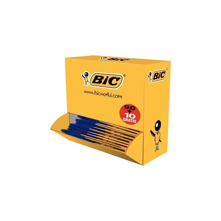 Pack de 100 stylos bille Bic Cristal pointe fine bleus dont 10 gratuits 942920 BIC