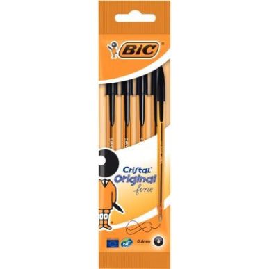 Achetez Blister de 4 stylos bille Cristal pointe fine noirs 516339 CRISTAL BIC pas cher sur Ma Rentr..