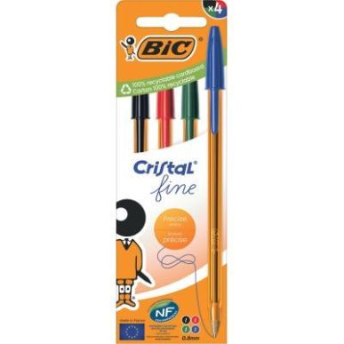 Achetez Boîte de 4 stylos bille Cristal pointe fine assortis 516340 CRISTAL BIC pas cher sur Ma Ren..