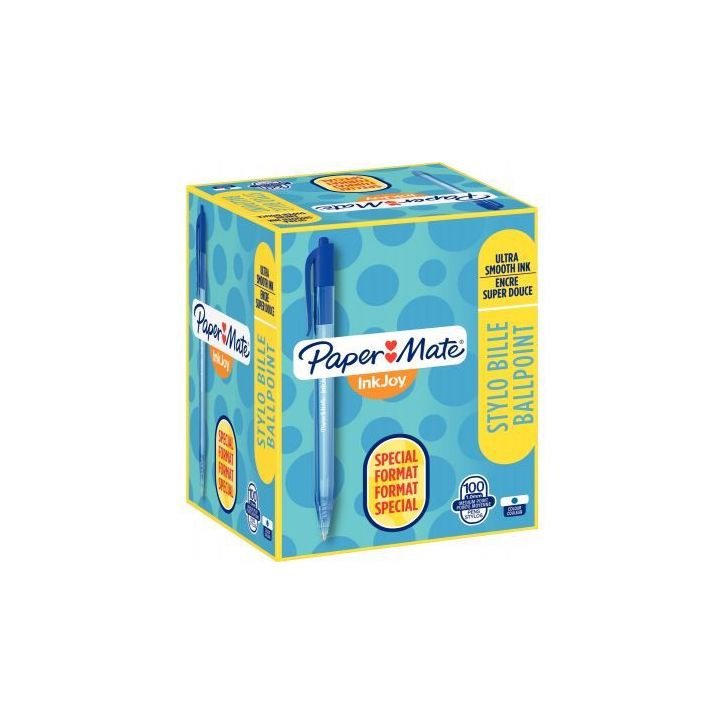 Boîte de 100 stylos inkjoy 100RT bleu dont 20 gratuits S0977440 INKJOY PAPER MATE