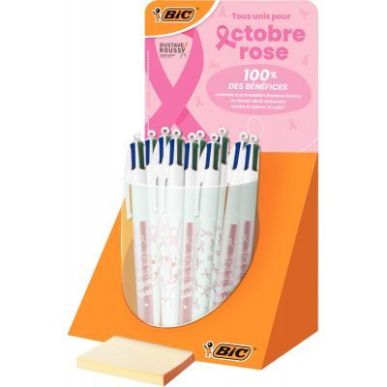 Achetez Tubo de 30 stylos bille 4 couleurs octobre rose 526361 4 COULEURS BIC pas cher sur Ma Rentrî.