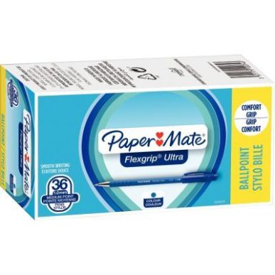 Achetez Pack de 36 stylos bille Flexgrip ultra dont 6 gratuits bleus 1910074 FLEXGRIP PAPER MATE pas..