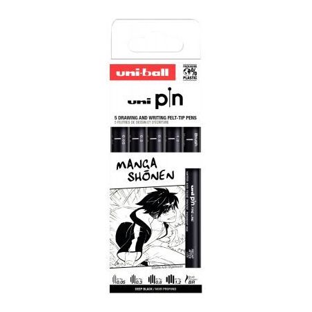 Achetez Pochette 5 feutres Manga pointes assorties brush noirs PIN/5 PF ASP013 UNIBALL pas cher sur ..