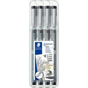 Achetez Pochette de 4 feutres pigment liner assortis noirs 308WP4 STAEDTLER pas cher sur Ma Rentrée..