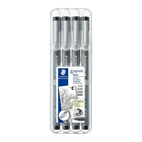 Achetez Pochette de 4 feutres pigment liner assortis noirs 308WP4 STAEDTLER pas cher sur Ma Rentrée..