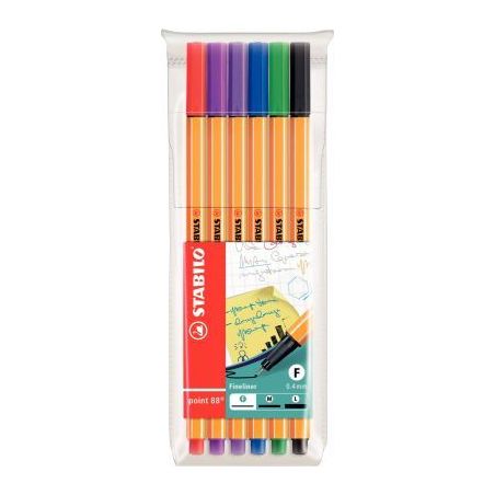 Achetez STABILO point 88 stylo-feutre pointe fine (0,4 mm) - Pochette de 6 stylo-feutres - Coloris a..