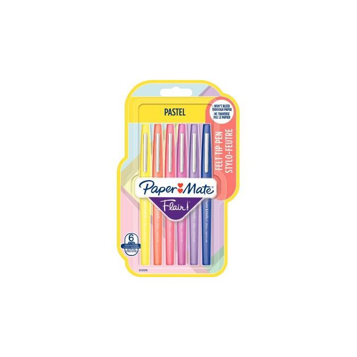 PAPERMATE Blister de 6 feutres Flair Metallic Pastel assortis