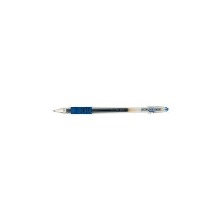 PILOT Stylo à  bille pointe fine encre gel Bleue corps plastique avec grip caoutchouc et capuchon G1 GRIP