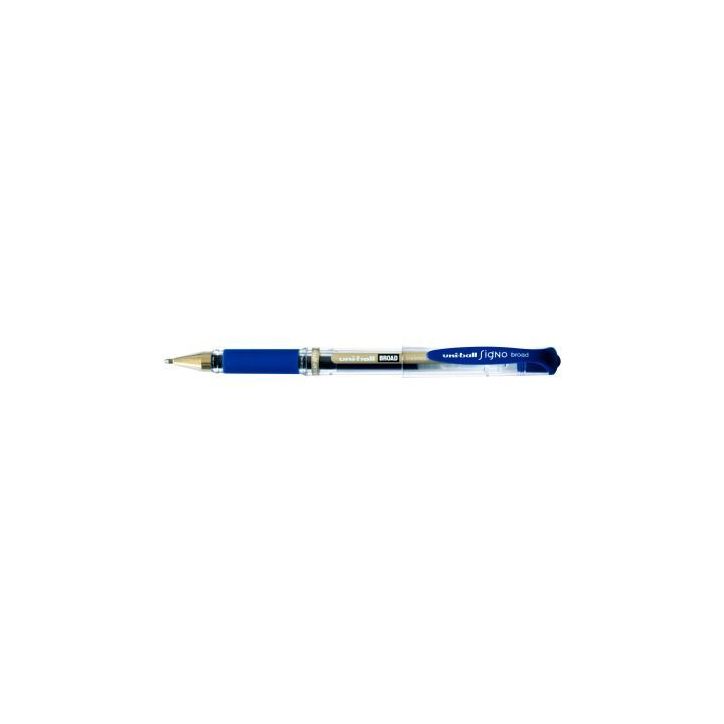 UNI-BALL Stylo bille pointe large encre gel Bleu SIGNO BROAD, corps avec grip +capuchon UNI-BALL