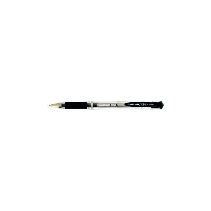 UNI-BALL Stylo bille pointe large encre gel Noire SIGNO BROAD, corps avec grip +capuchon UNI-BALL