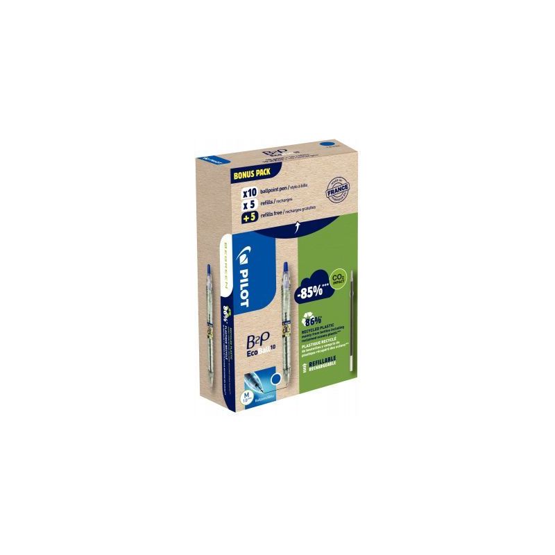 Achetez Greenpack de 10 stylos bleus + 10 recharges Ecoball bleues 3131910586579 PILOT pas cher sur ..