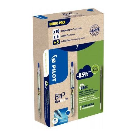 Achetez Greenpack de 10 stylos bleus + 10 recharges Ecoball bleues 3131910586579 PILOT pas cher sur ..