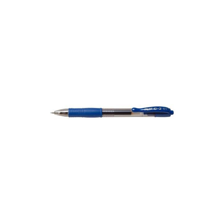 PILOT Stylo bille pointe moyenne rétractable encre gel Bleue corps plastique avec grip caoutchouc G2