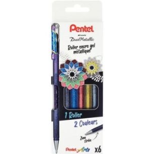 Achetez Pochette de 6 stylos gel Dual Métallica assortis K110/6 PENTEL pas cher sur Ma Rentrée Sco..