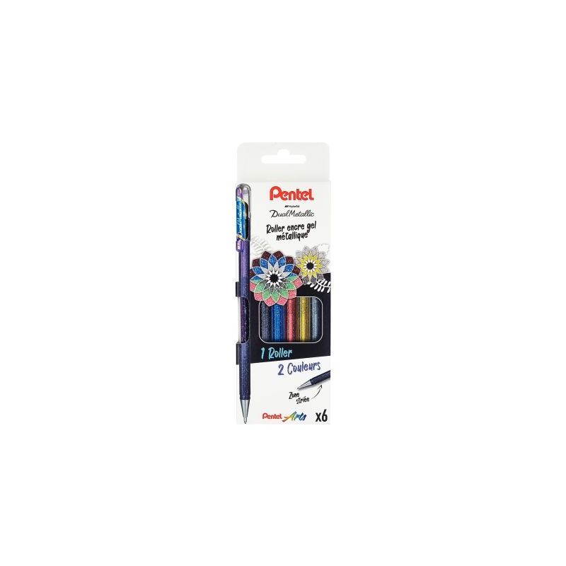 Achetez Pochette de 6 stylos gel Dual Métallica assortis K110/6 PENTEL pas cher sur Ma Rentrée Sco..