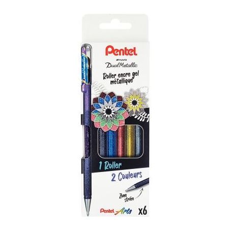 Achetez Pochette de 6 stylos gel Dual Métallica assortis K110/6 PENTEL pas cher sur Ma Rentrée Sco..