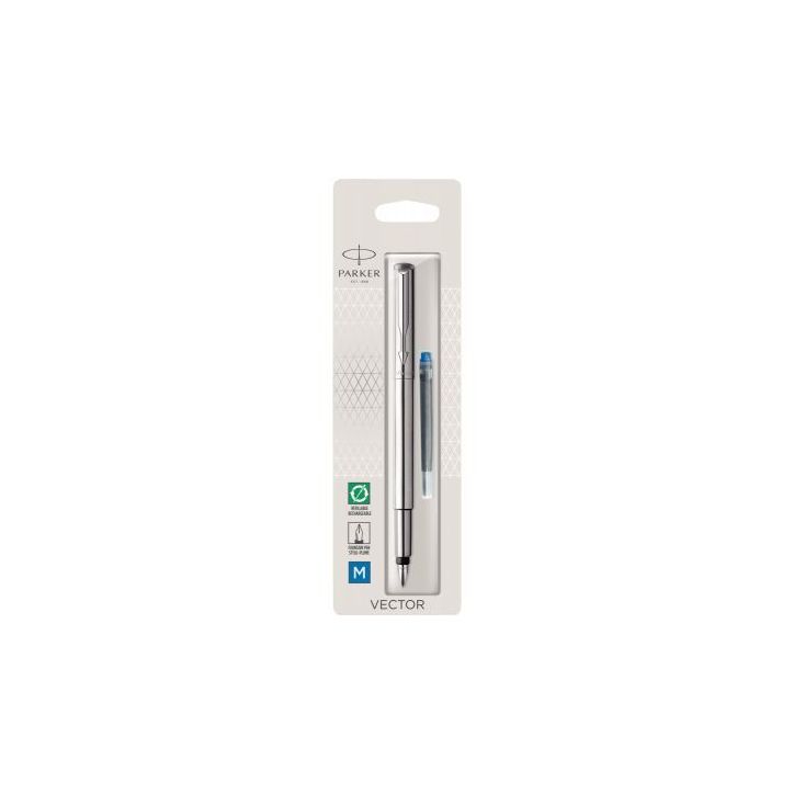 Blister de 1 stylo plume Vector avec une cartouche bleue 1870805 PARKER