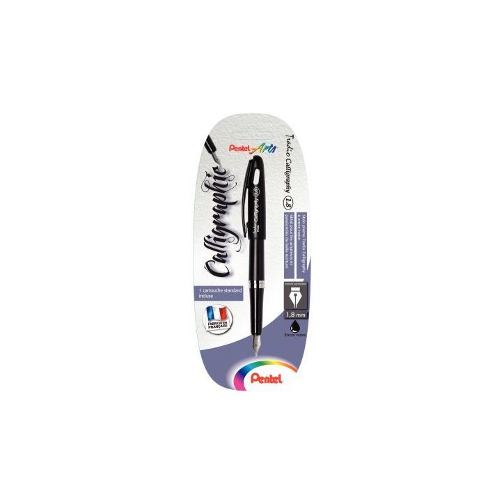 Blister de 1 stylo plume noir calligraphie 888297 PENTEL