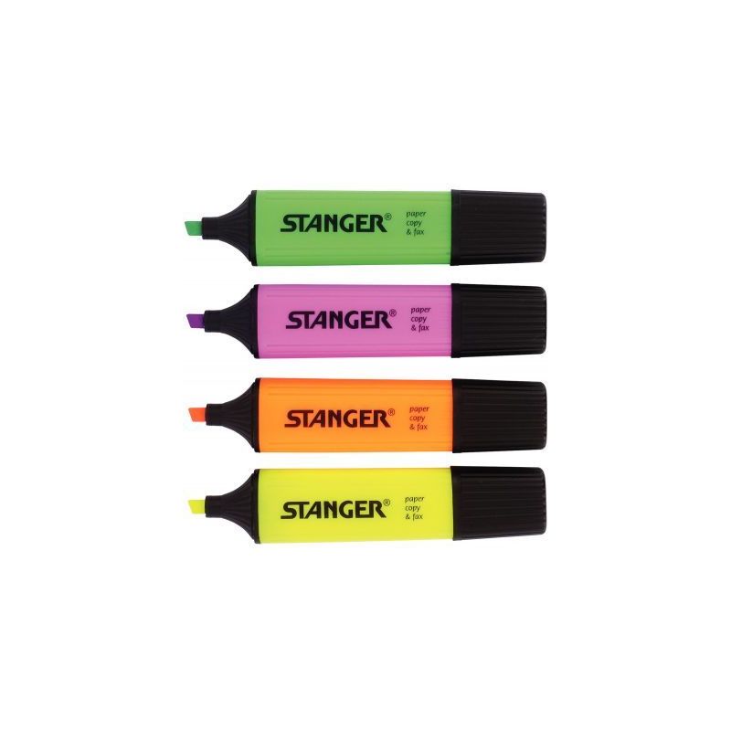 Achetez Pochette de 4 surligneurs pointe biseautée assortis vert, rose, jaune, orange 180009000 STA..