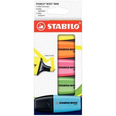 Achetez STABILO BOSS MINI surligneur pointe biseautée - Etui carton de 5 surligneurs - Coloris asso..